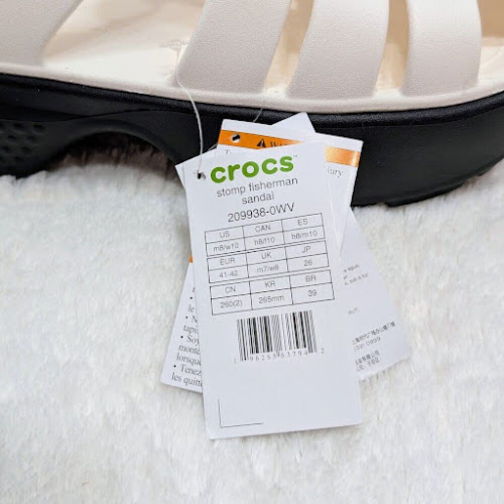 CROCS Stomp Black & White Fisherman Chunky Platform Sandals Women's 10 NWT - Picture 11 of 12